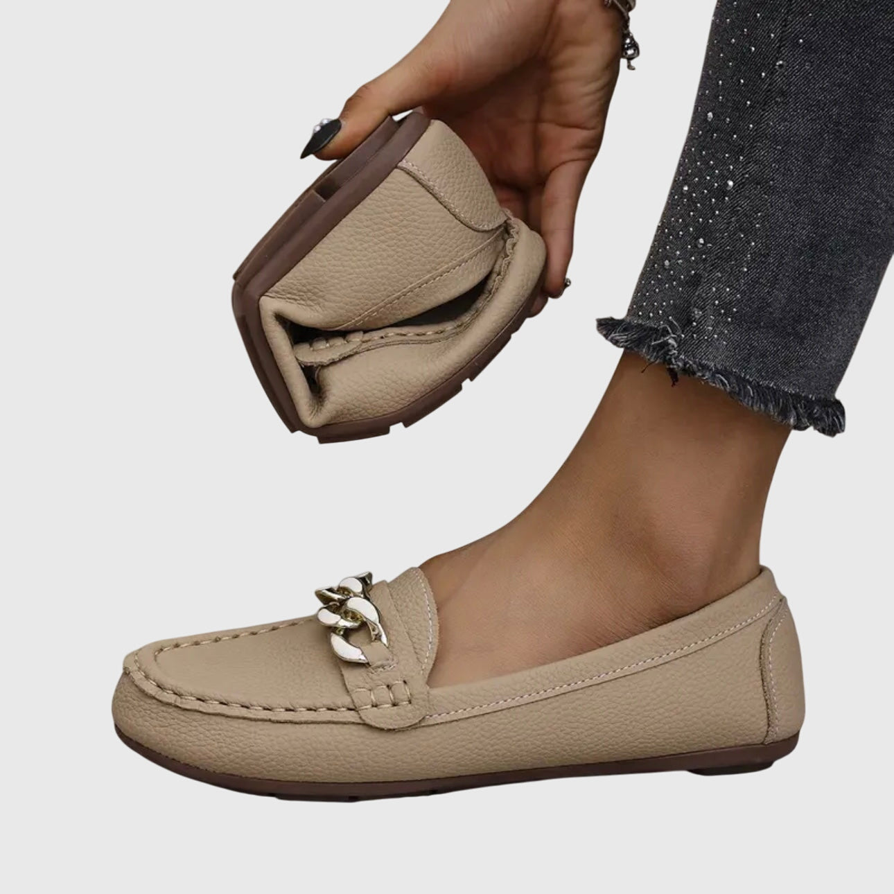 Gold Chain Comfort Slip-On Loafers