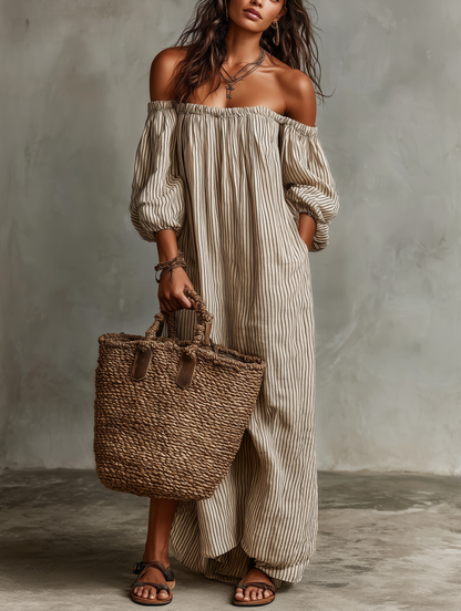Carmen | Long dress with off-the-shoulder design