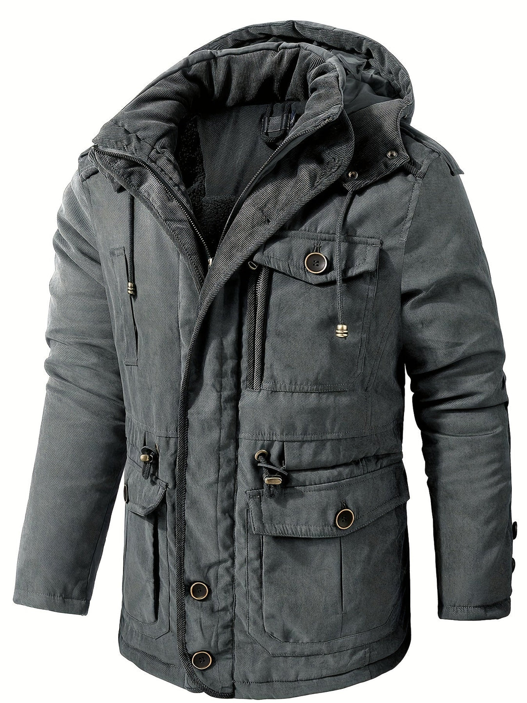 Men’s Warm Thick Hooded Utility Jacket