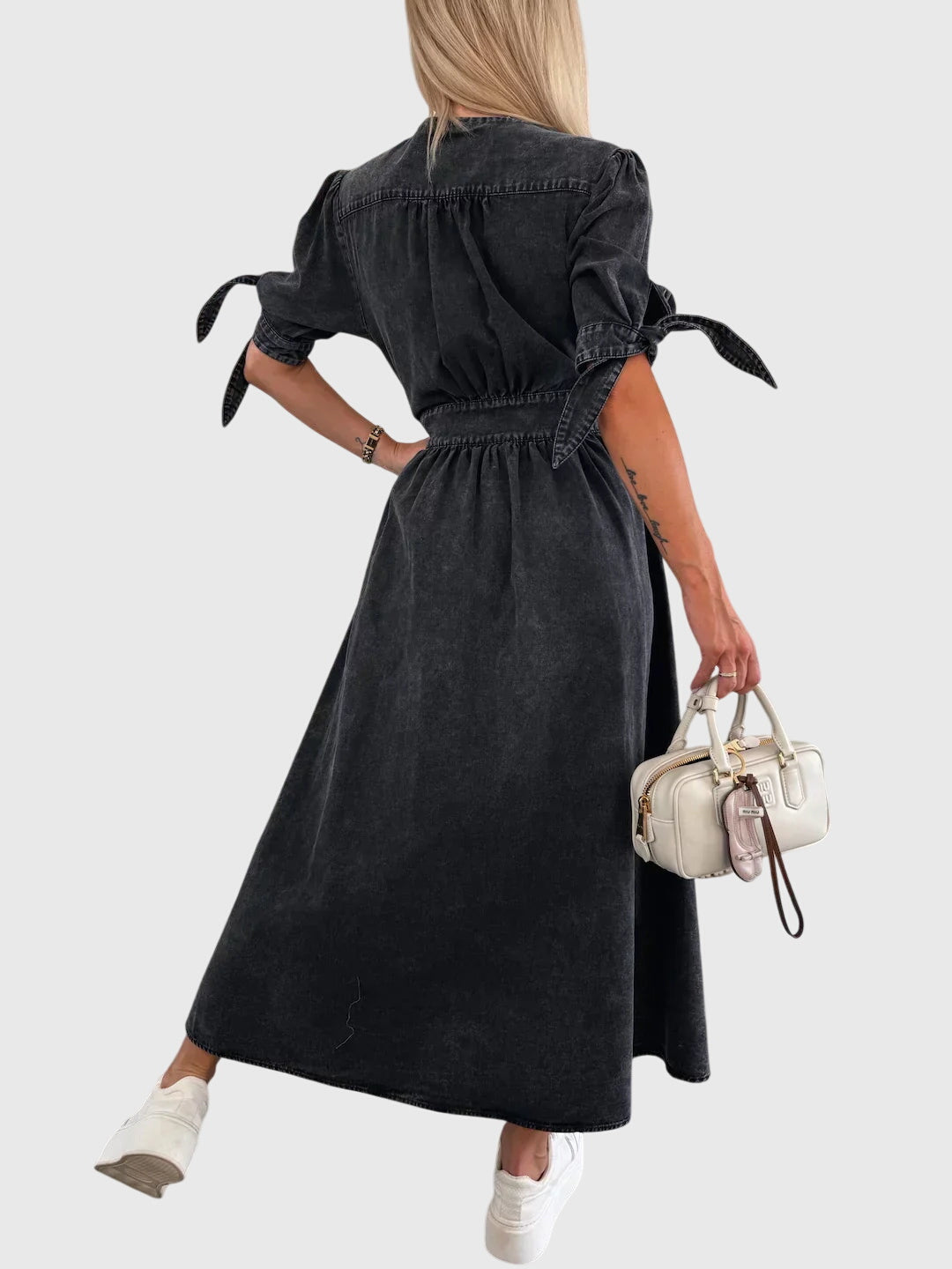 Elegant Button Detail Midi Dress