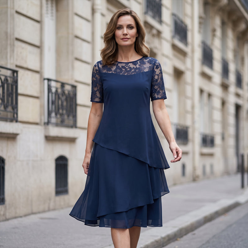 Noa | Layered Mesh A-Line Midi Dress