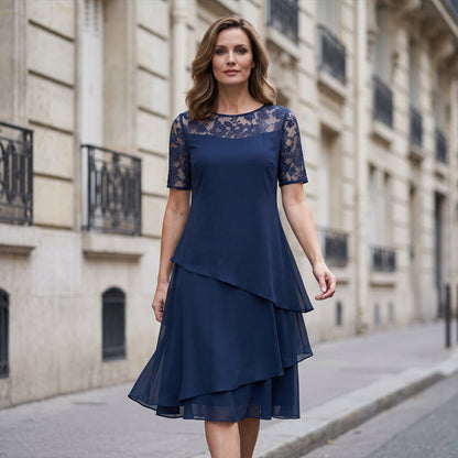 Noa | Layered Mesh A-Line Midi Dress