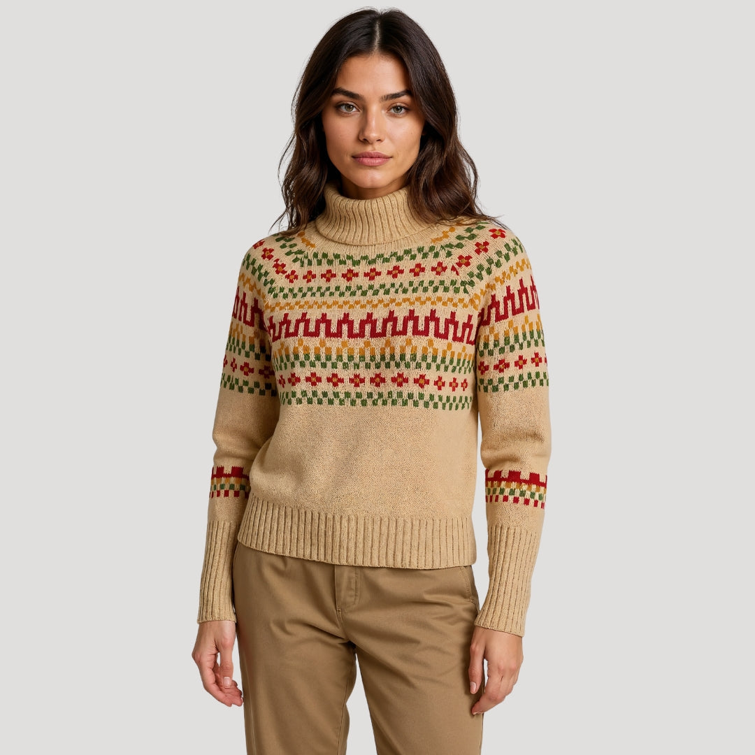 Women’s Spring Patterned Turtleneck Knit Sweater