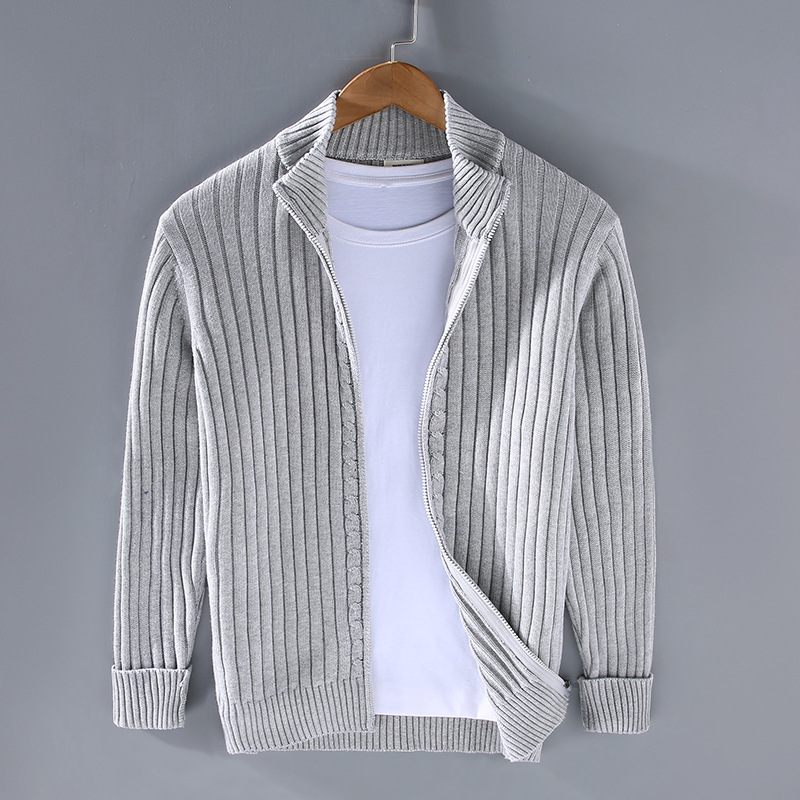 Men’s Warm Knitted Zip Jacket Winter Cardigan