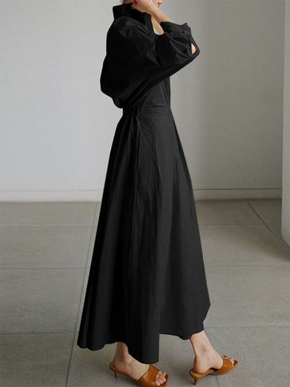 Maxivestido camisero entallado para mujer