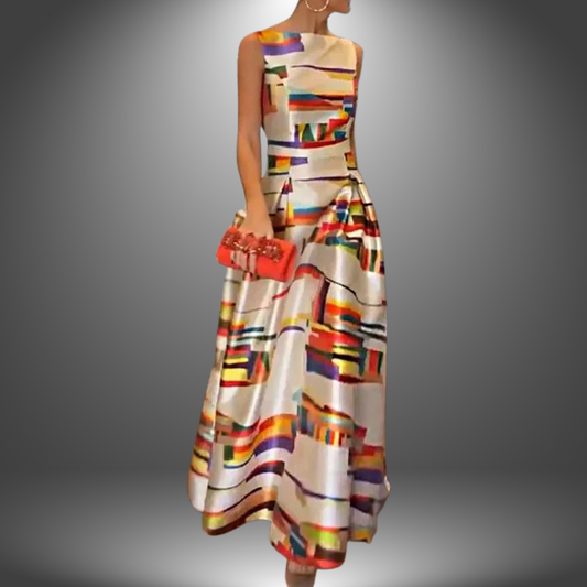 Vestido Maxi Colorblock Elegante para Mujer