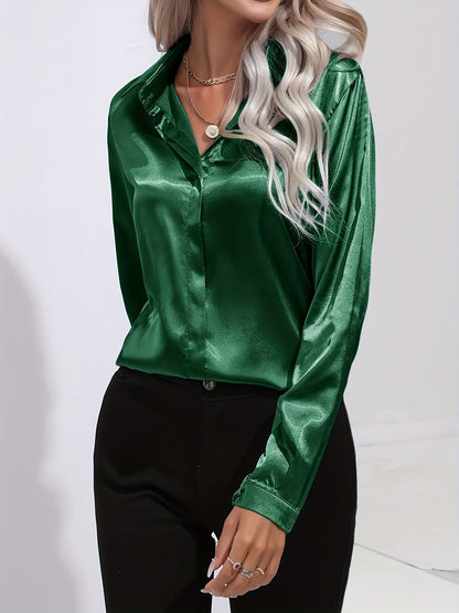 Women’s Button Down Long Sleeve Satin Blouses