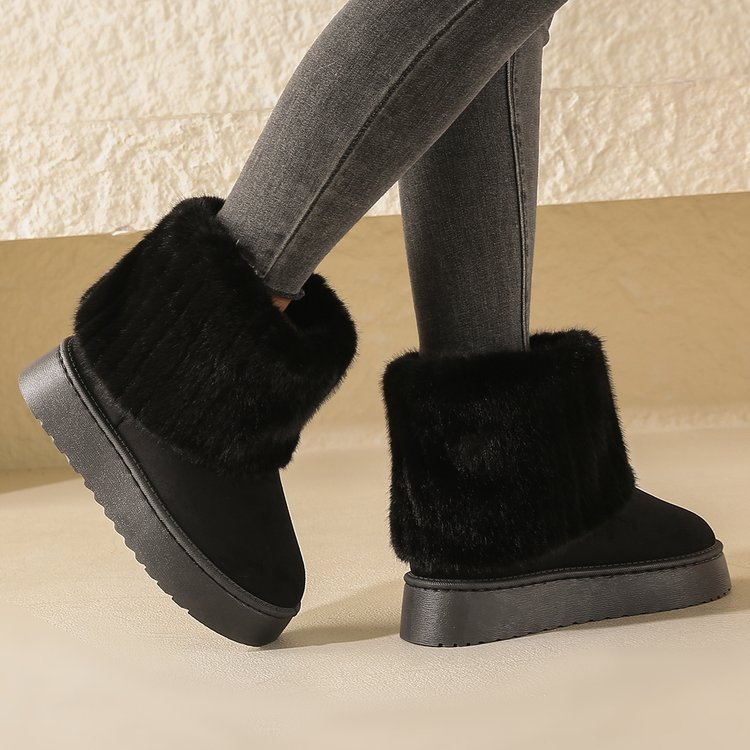 Botines de invierno para mujer con ribete de piel