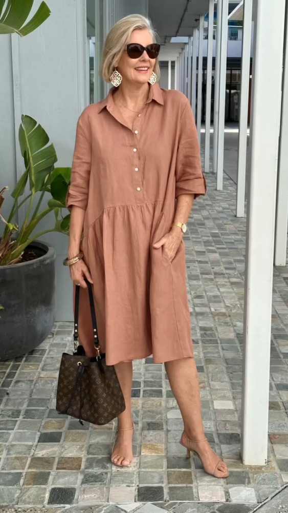 Nuevo vestido casual de lino y algodón para mujer