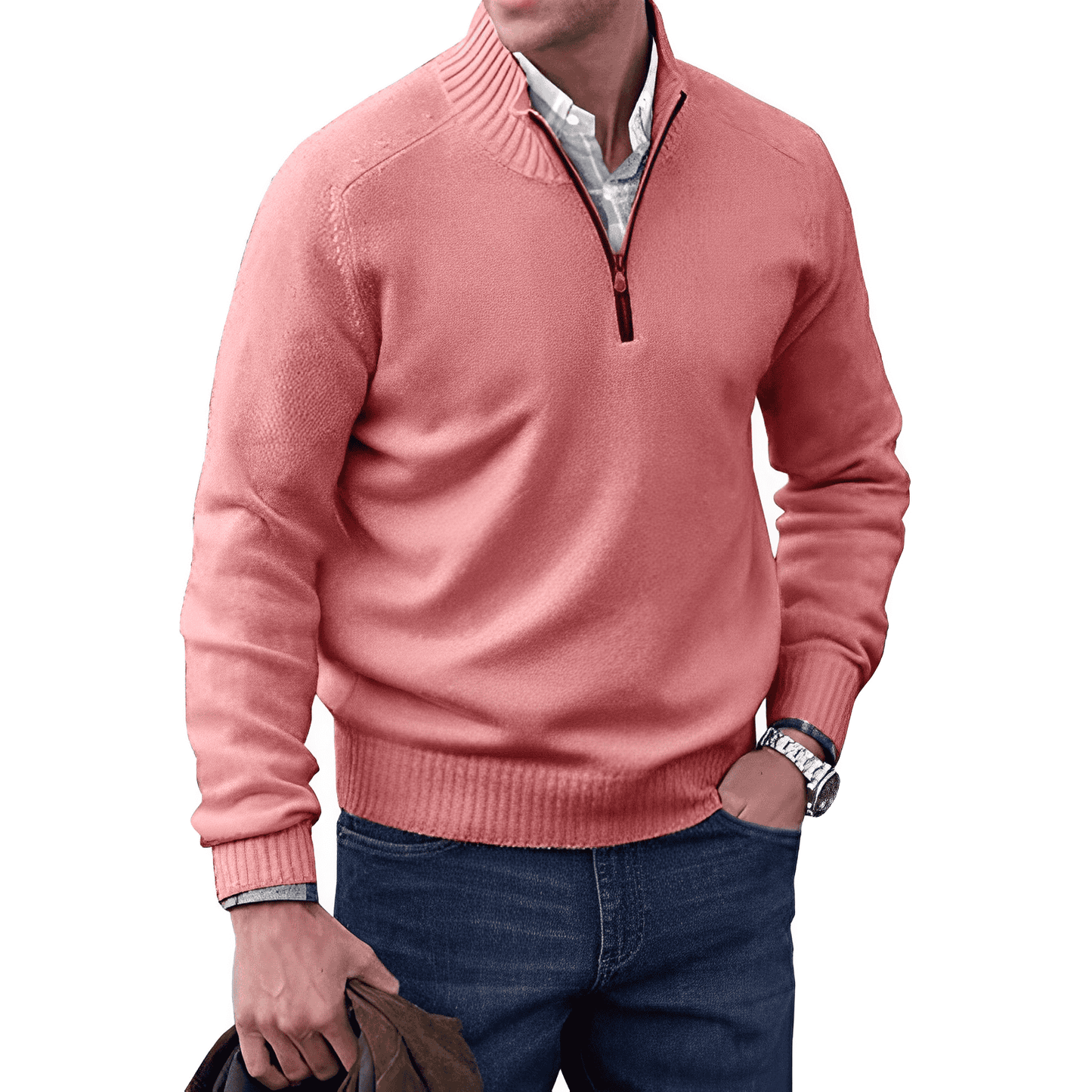 Jersey de punto para hombre con media cremallera