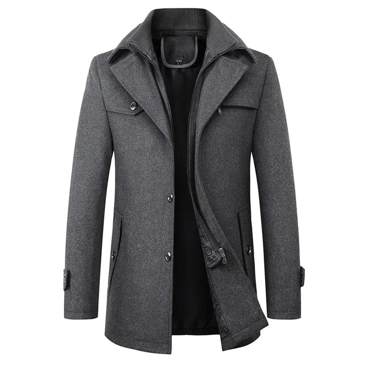 Men’s Elegant Winter Long Button Overcoat