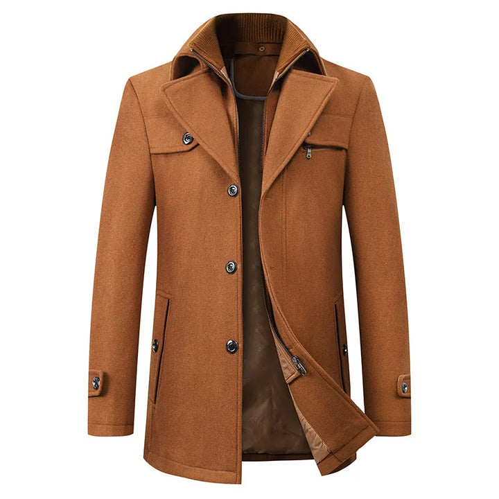 Men’s Elegant Winter Long Button Overcoat