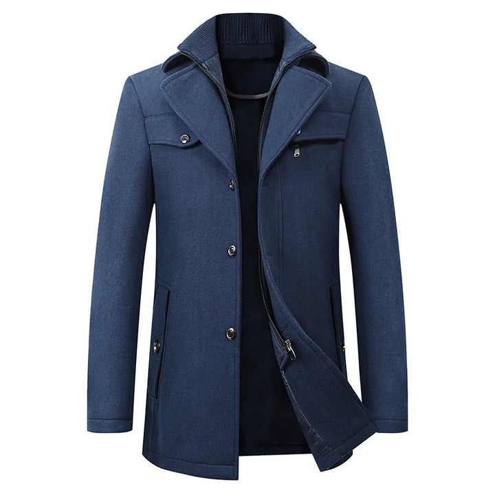 Men’s Elegant Winter Long Button Overcoat