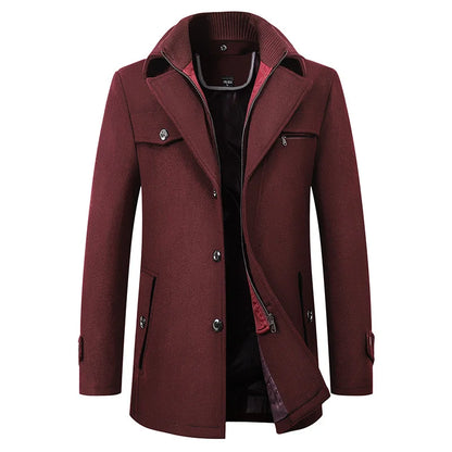 Men’s Elegant Winter Long Button Overcoat