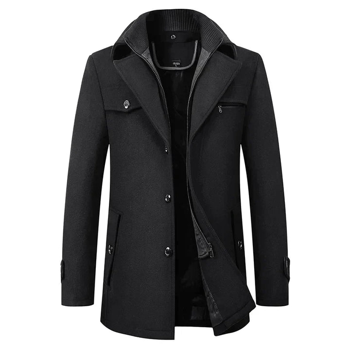Men’s Elegant Winter Long Button Overcoat