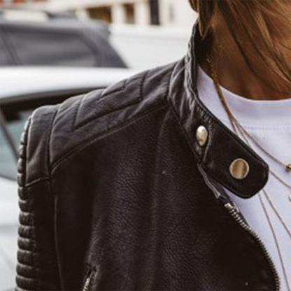 Casual Biker Style Zipper Jacket for Women