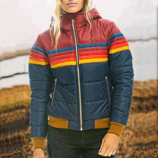 Women's Color-Block Puffer Winter Jacket