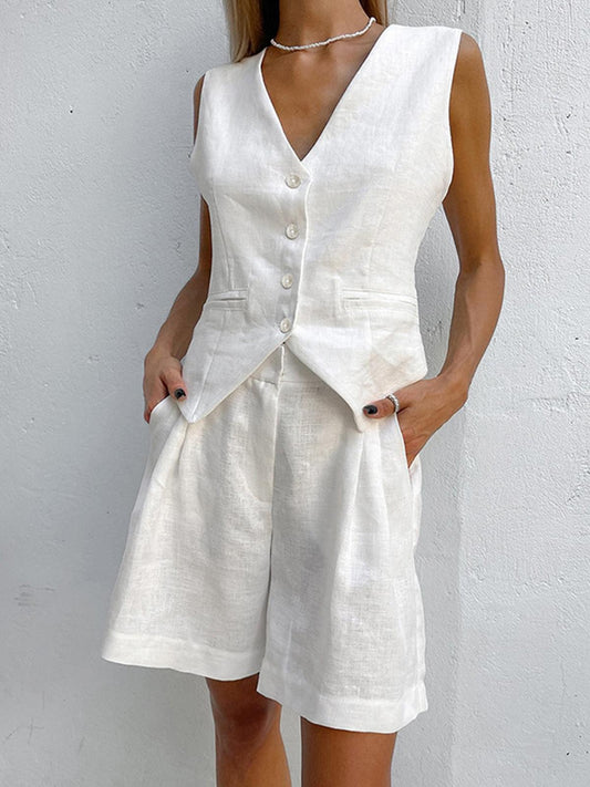Calista | Linen Sleeveless Top with Airy Shorts