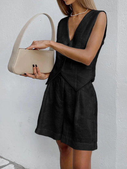 Calista | Linen Sleeveless Top with Airy Shorts