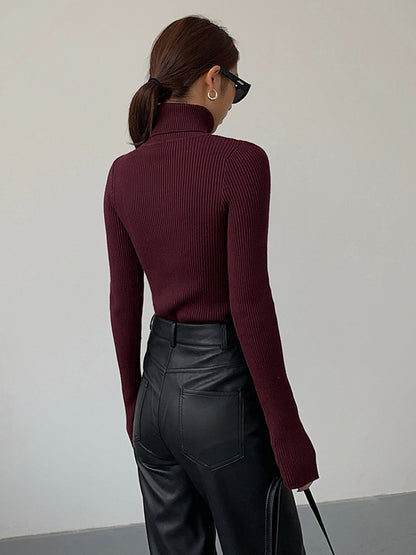 Women’s Spring Stylish Ribbed Turtleneck Sweater