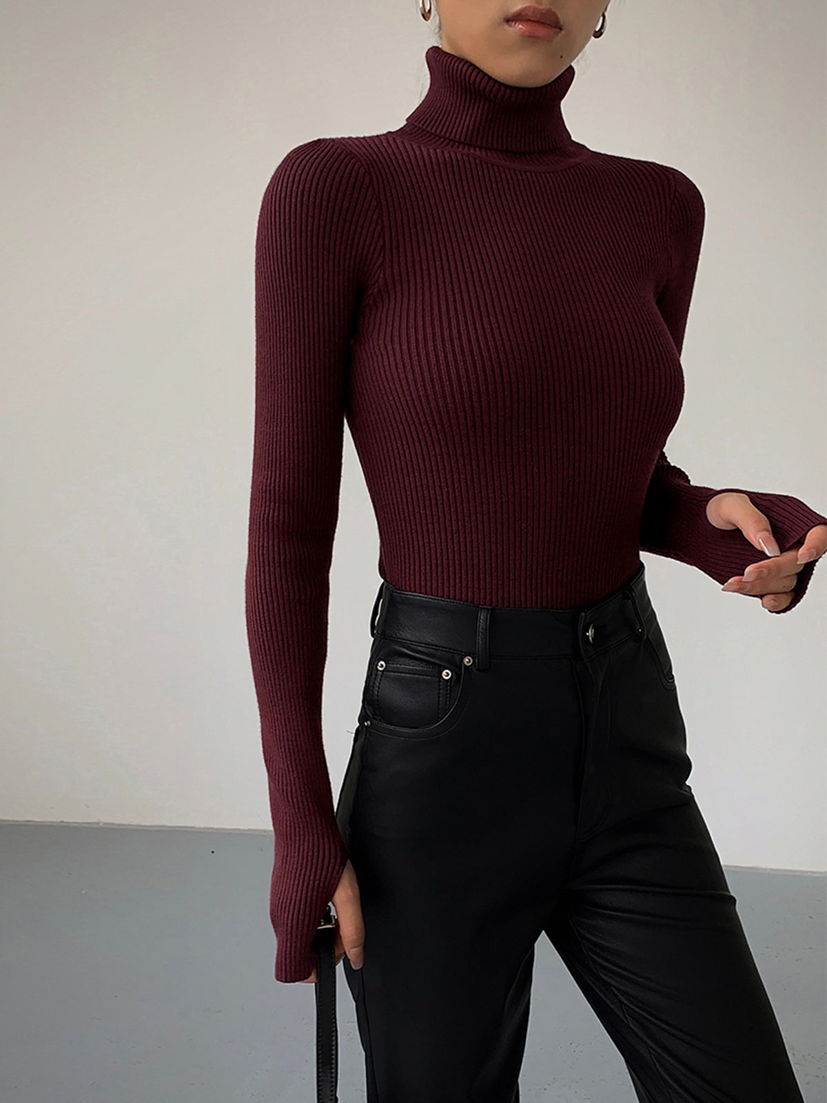 Women’s Spring Stylish Ribbed Turtleneck Sweater