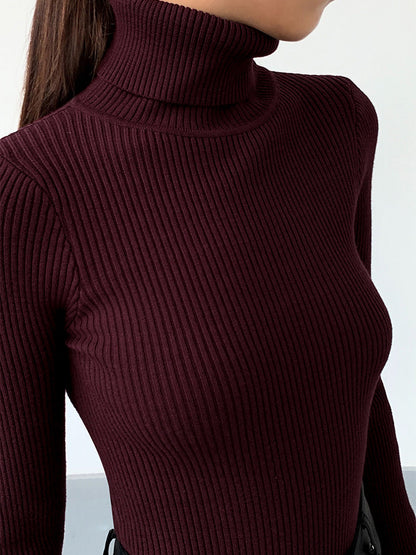 Women’s Spring Stylish Ribbed Turtleneck Sweater
