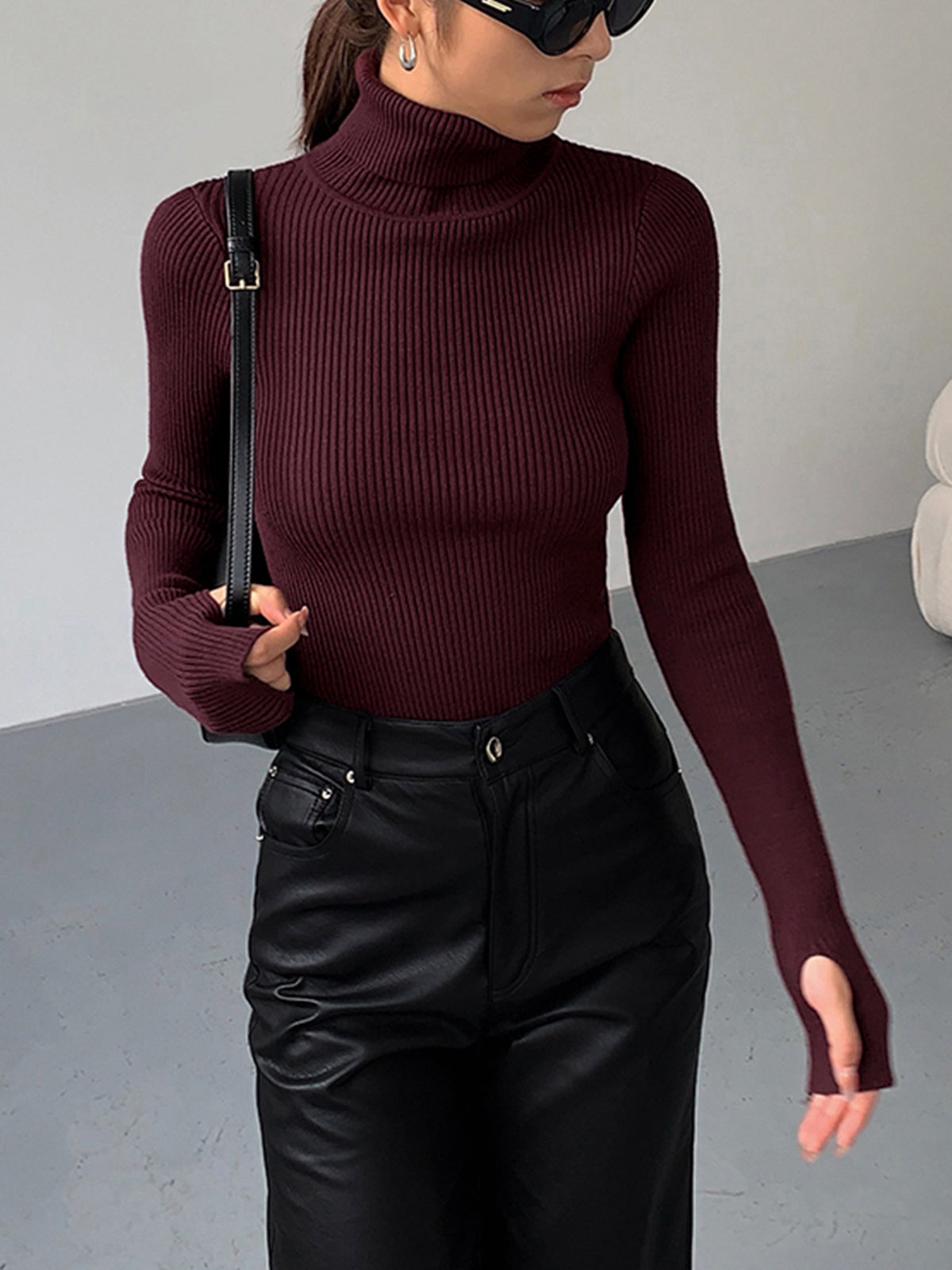 Women’s Spring Stylish Ribbed Turtleneck Sweater