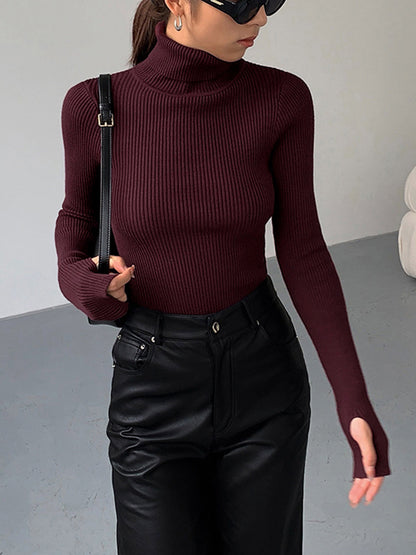Women’s Spring Stylish Ribbed Turtleneck Sweater