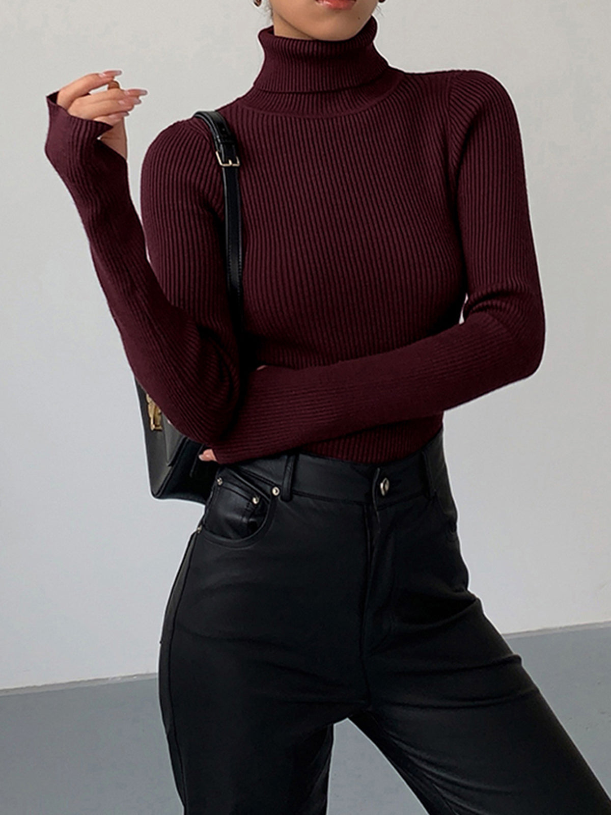 Women’s Spring Stylish Ribbed Turtleneck Sweater