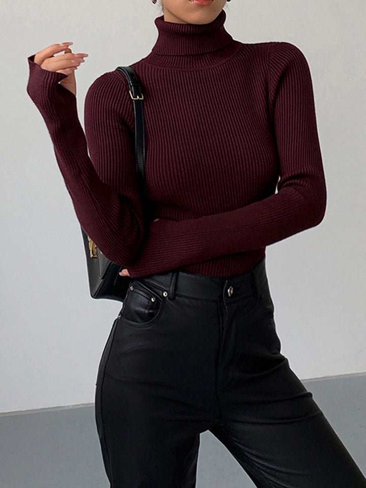 Women’s Spring Stylish Ribbed Turtleneck Sweater