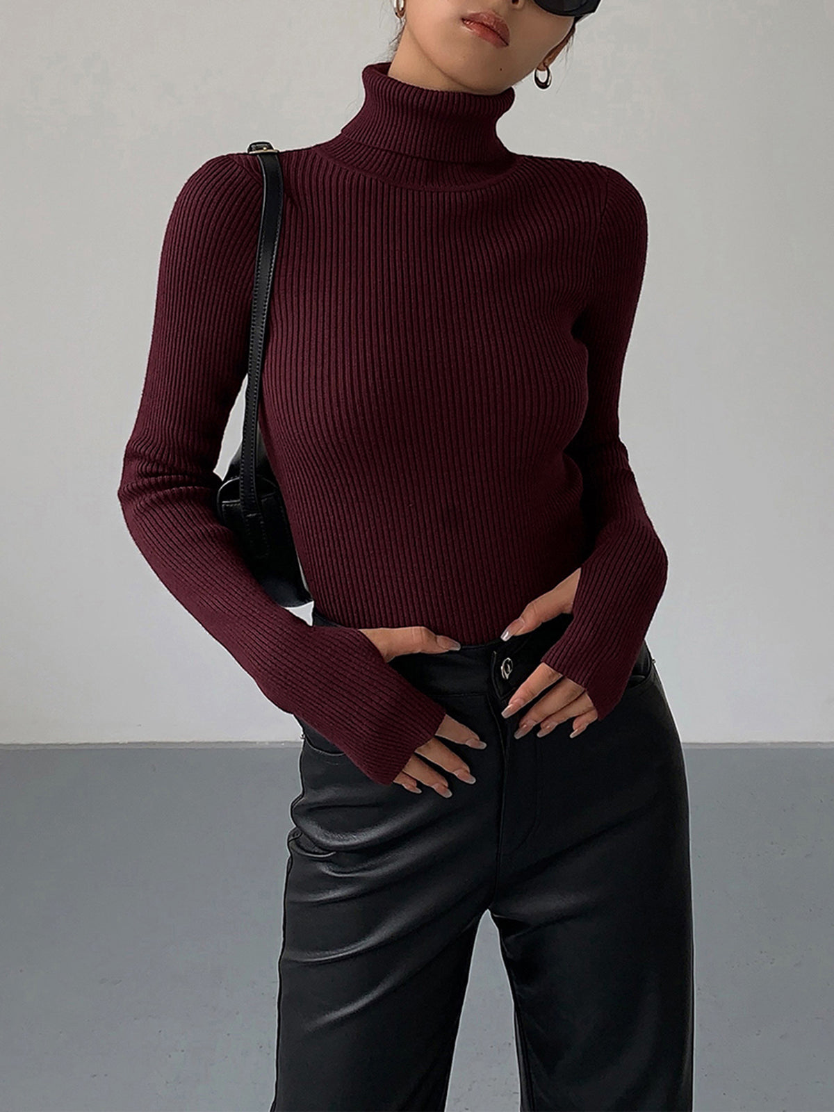 Women’s Spring Stylish Ribbed Turtleneck Sweater