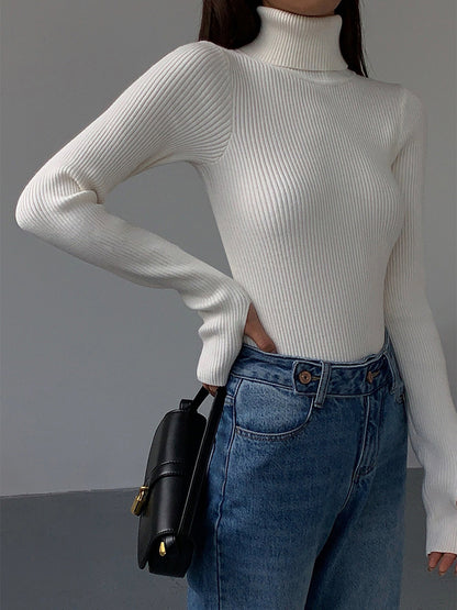 Women’s Spring Stylish Ribbed Turtleneck Sweater