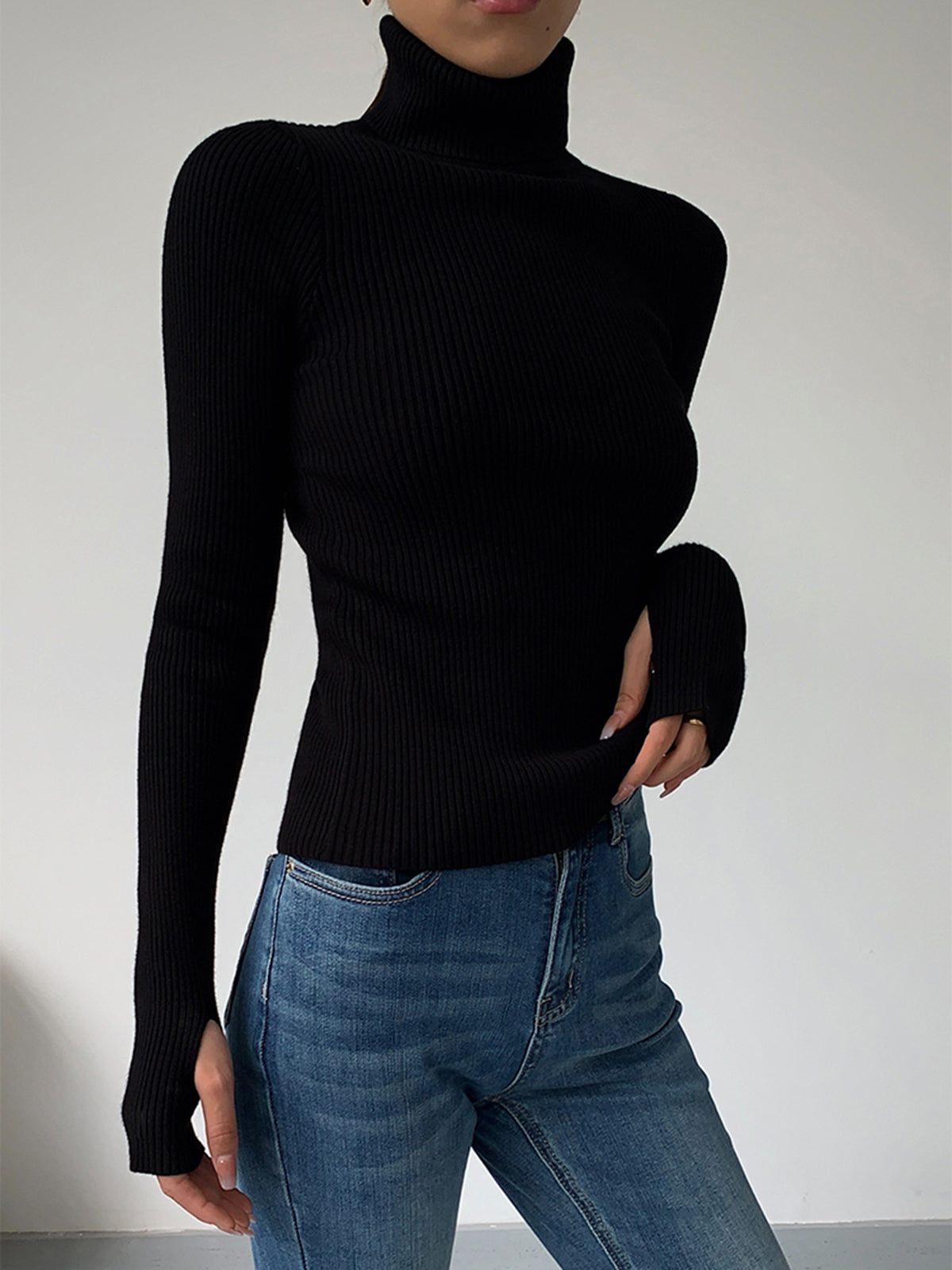 Women’s Spring Stylish Ribbed Turtleneck Sweater