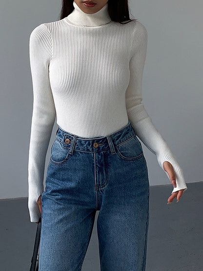 Women’s Spring Stylish Ribbed Turtleneck Sweater