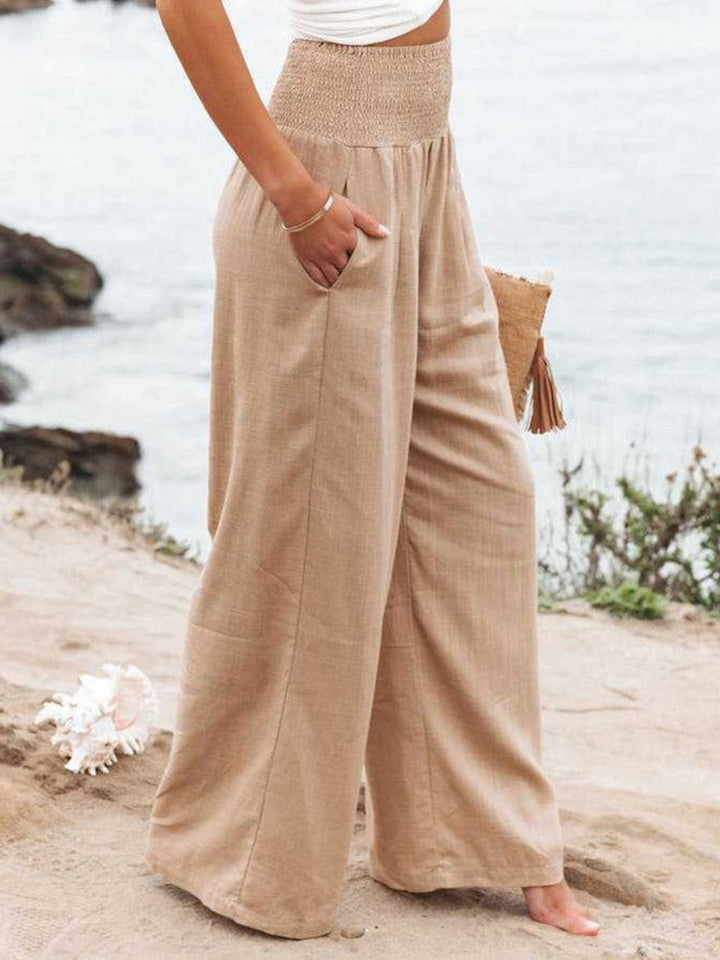WIDE-LEG LINEN TROUSERS