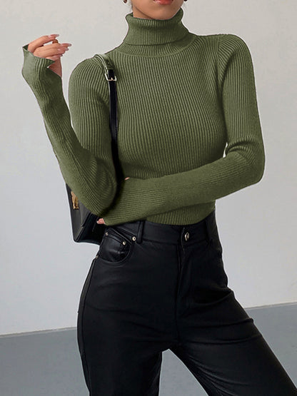 Women’s Spring Stylish Ribbed Turtleneck Sweater