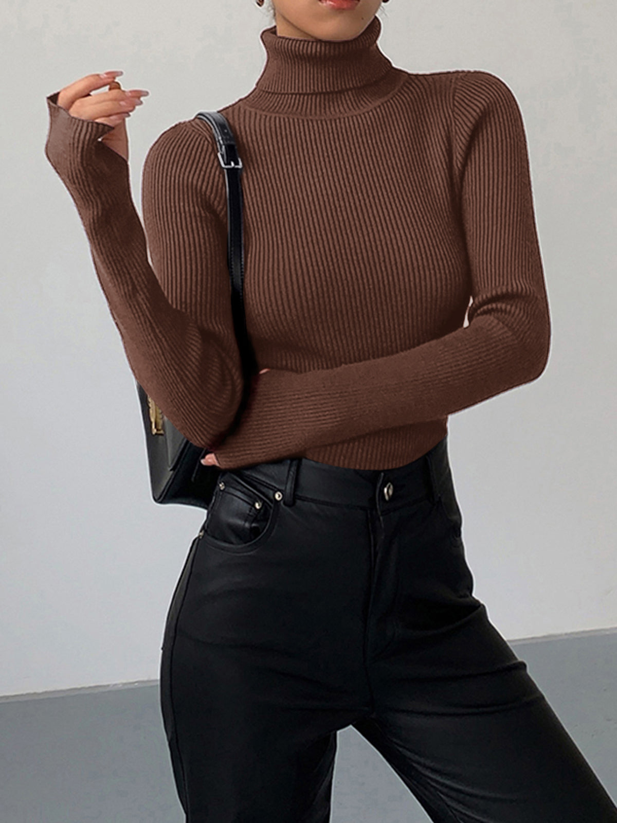 Women’s Spring Stylish Ribbed Turtleneck Sweater