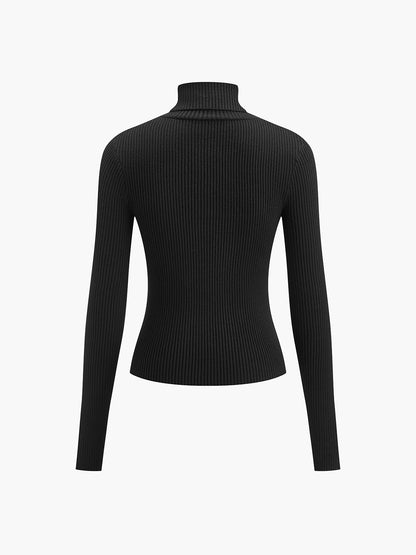 Women’s Spring Stylish Ribbed Turtleneck Sweater