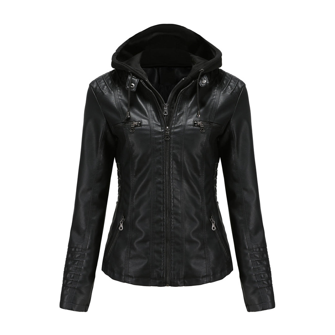 Chaqueta con capucha y cremallera de moda para mujer