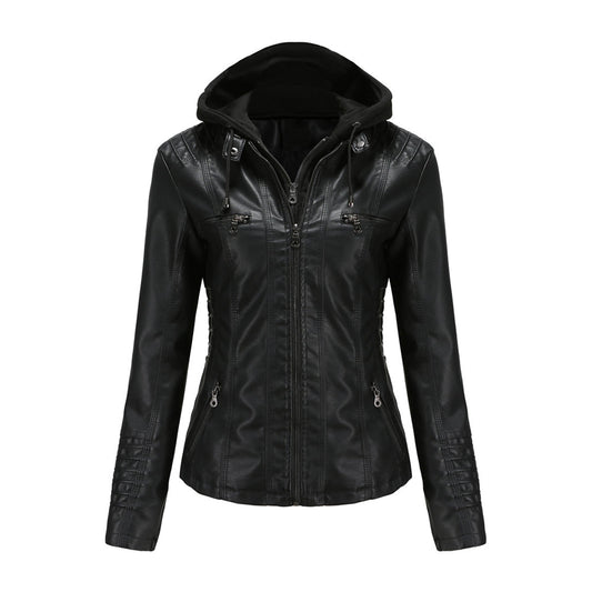 Chaqueta con capucha y cremallera de moda para mujer