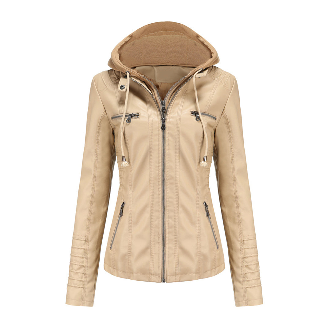 Chaqueta con capucha y cremallera de moda para mujer