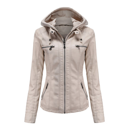 Chaqueta con capucha y cremallera de moda para mujer