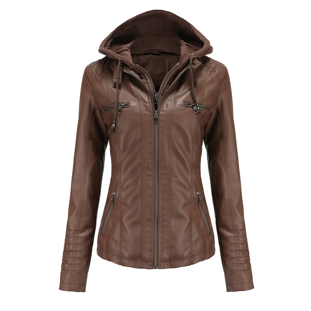 Chaqueta con capucha y cremallera de moda para mujer