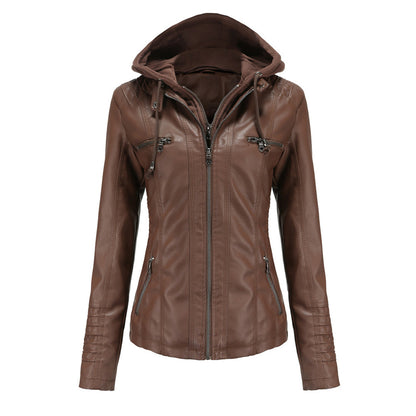 Chaqueta con capucha y cremallera de moda para mujer
