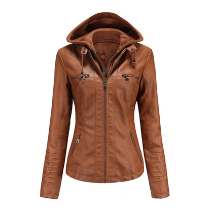 Chaqueta con capucha y cremallera de moda para mujer