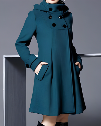 Women’s Elegant Hooded Button-Down Coat