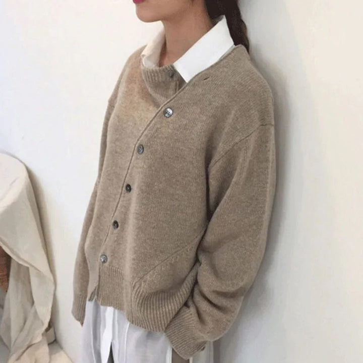 Women’s Winter Cozy Asymmetrical Button Cardigan