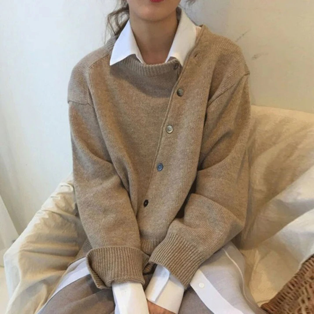 Women’s Winter Cozy Asymmetrical Button Cardigan