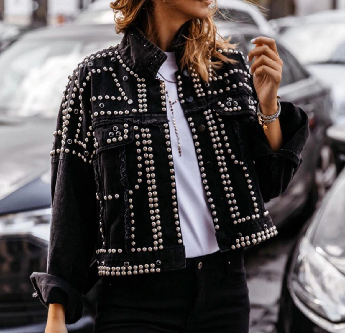 Women’s Studded Short Cropped Casual Jacket