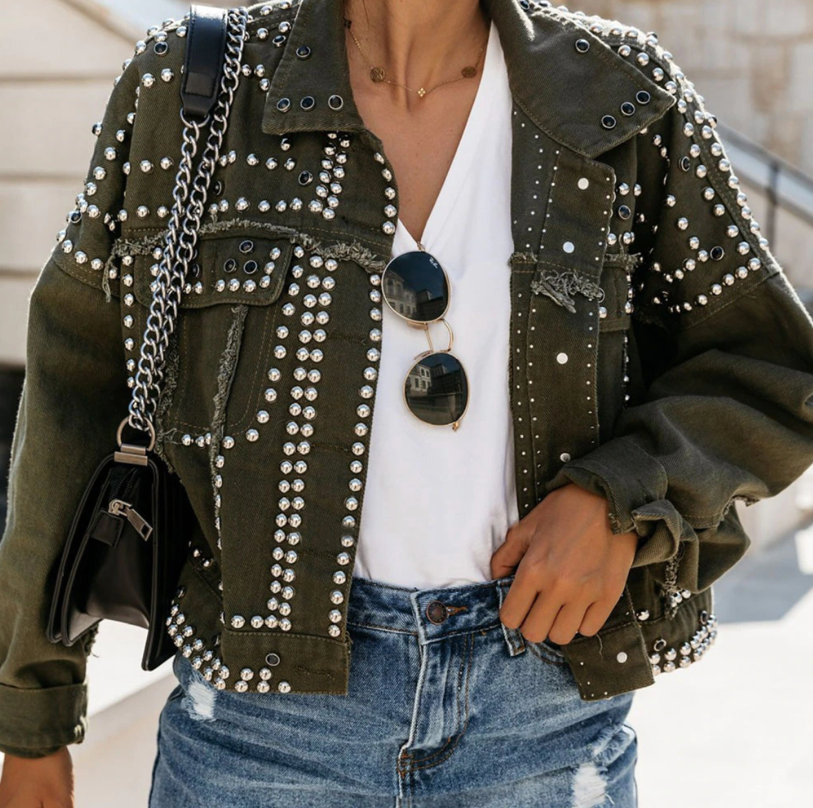 Women’s Studded Short Cropped Casual Jacket